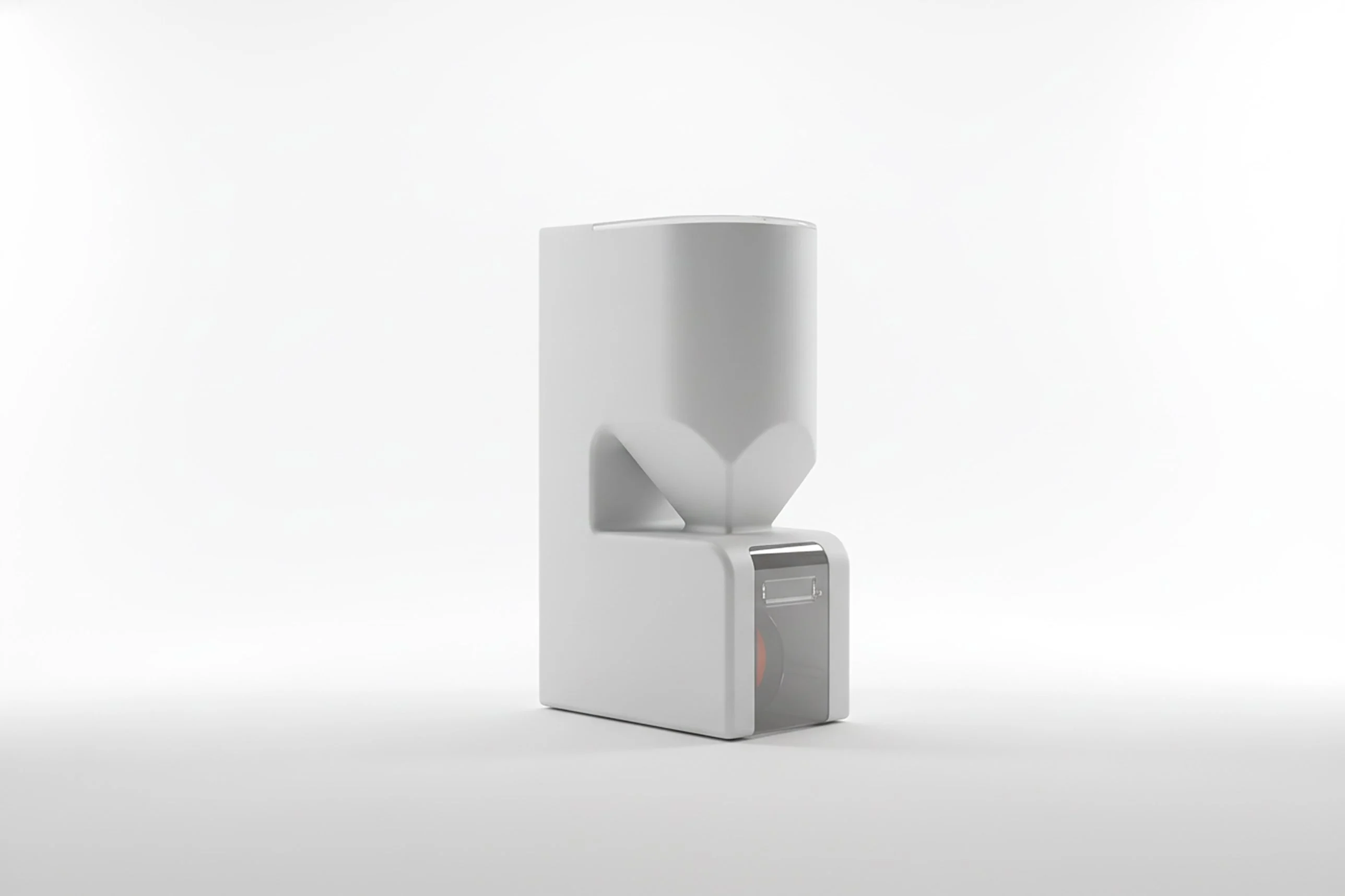 ReLO, a white recycling machine with a clear drawer of filament